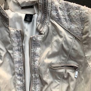 White House Black Market Jackets & Coats - White House Black Market Tweed Trim Satin Feel White House Black Market Jackets & Coats - White House Black Market Tweed Trim Satin Feel